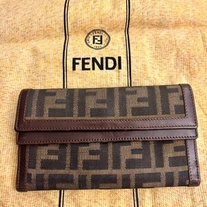 Fendi Brown and Black Logo Wallet